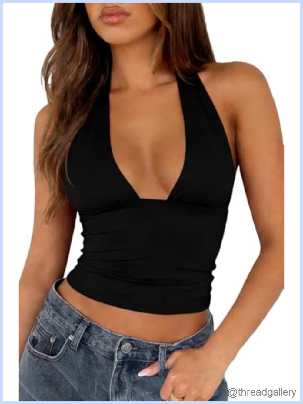 Sexy Halter Deep V Backless Crop Tank Top Summer